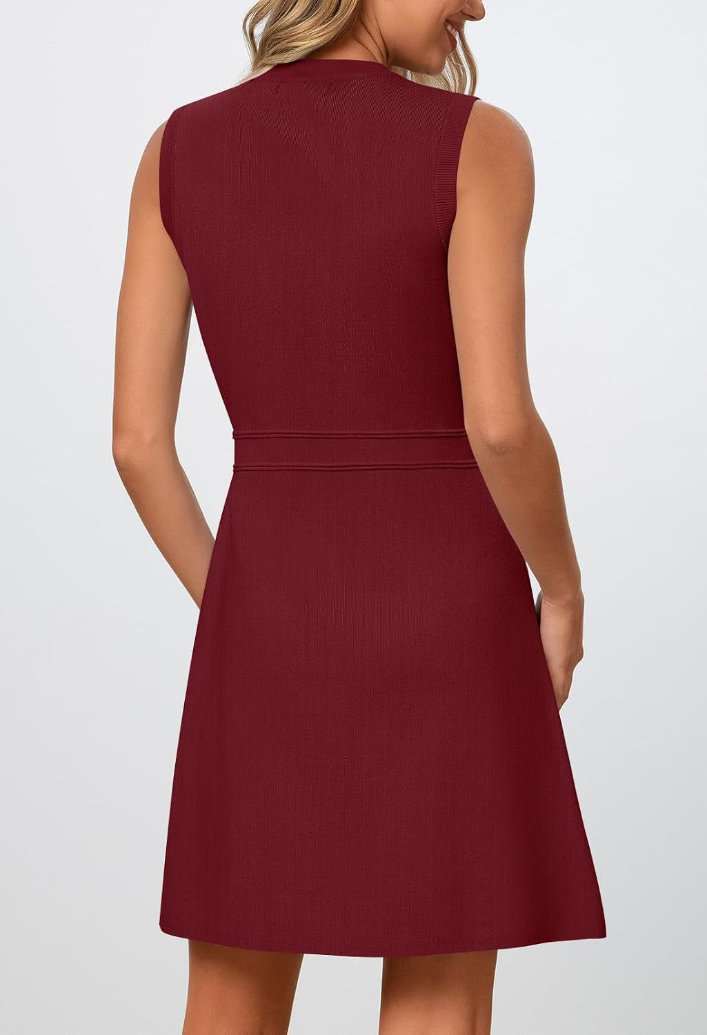 Womens Summer Business Casual Mini Sweater Dress | Sleeveless, Button Down, Formal Work Office Short Dress 2026, Elegant Church Dress, a Line Shape, Knitted Fabric Crewneck