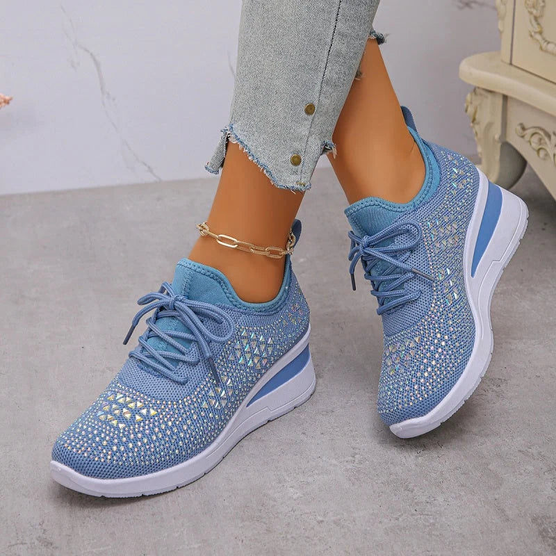 Women'S Orthopedic Sneakers with Arch Support and Rhinestones – Comfortable Lightweight Walking Shoes