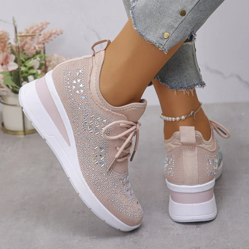 Women'S Orthopedic Sneakers with Arch Support and Rhinestones – Comfortable Lightweight Walking Shoes