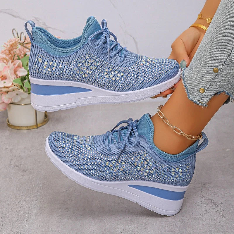 Women'S Orthopedic Sneakers with Arch Support and Rhinestones – Comfortable Lightweight Walking Shoes