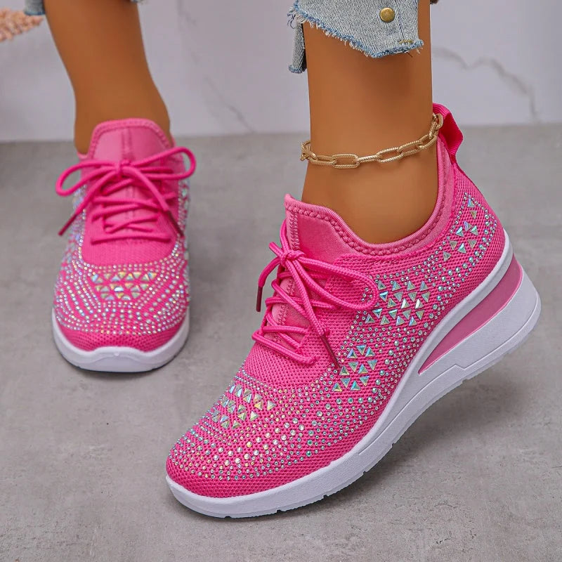 Women'S Orthopedic Sneakers with Arch Support and Rhinestones – Comfortable Lightweight Walking Shoes