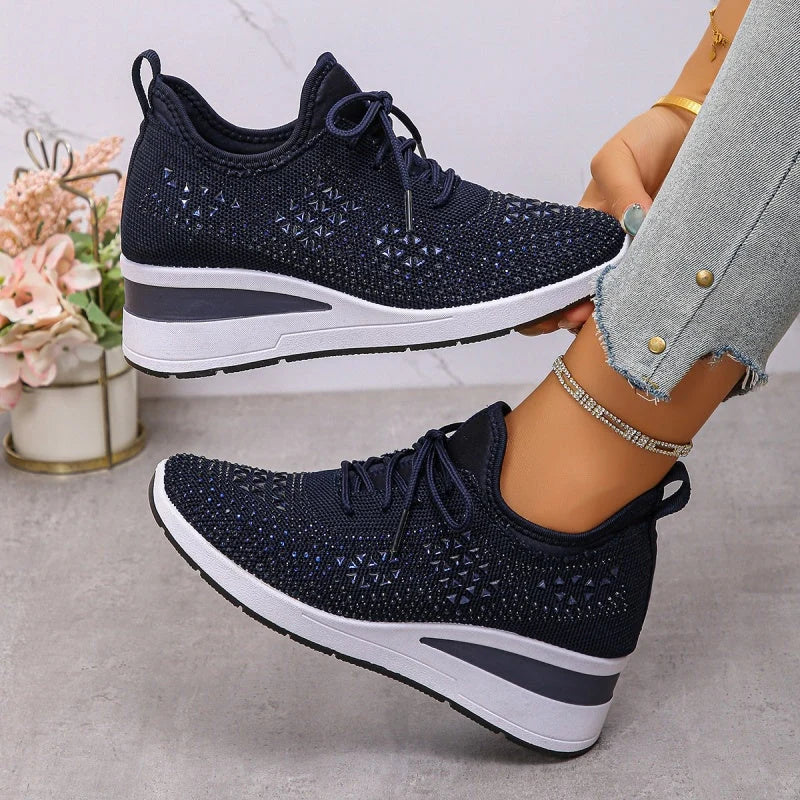 Women'S Orthopedic Sneakers with Arch Support and Rhinestones – Comfortable Lightweight Walking Shoes